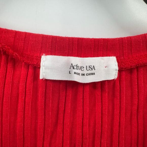 NWOT Active USA red ribbed stretchy V-neck baby top - Picture 5 of 5